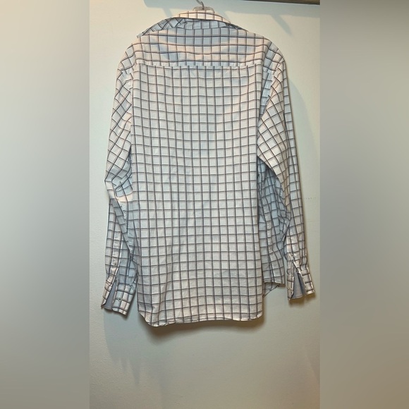 Bugatchi men’s size L White, Blue and tan Checkered Button-Up Shirt - Picture 7 of 8